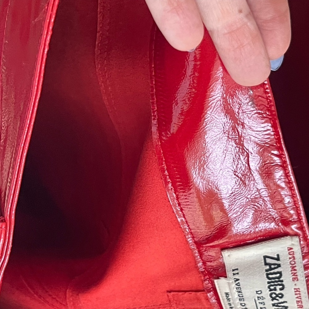 Zadig & Voltaire NWT Red Peko Vinyle 100% Lamb Leather Pant FR 36 CALL OUT - Picture 10 of 16